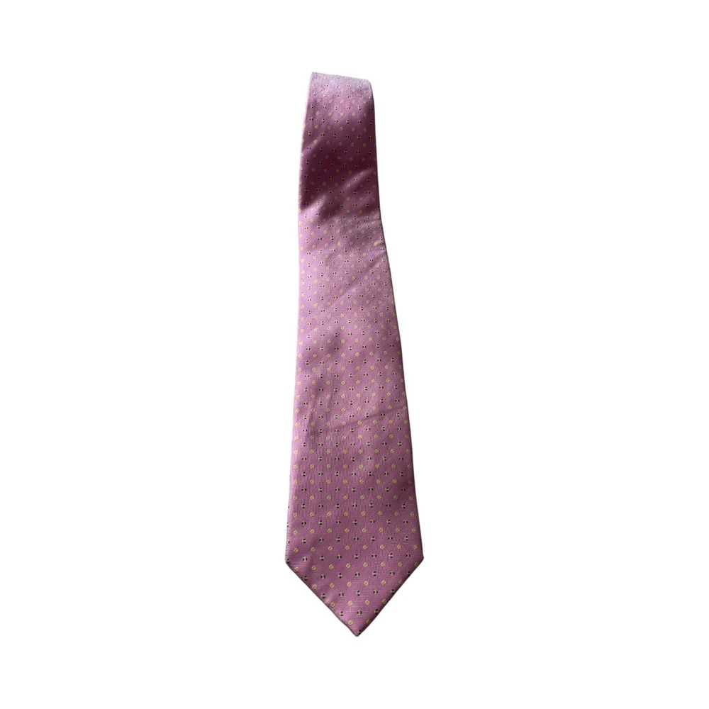 Byron Men's Necktie Pink Geometric Patterned Silk Italian Designer Tie